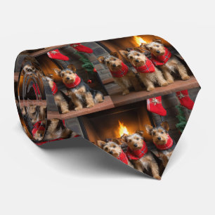 Australischer Terrier am Kamin Weihnachten Krawatte