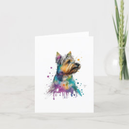 Australischer Terrier Dog in Watercolor & Pen Feiertagskarte