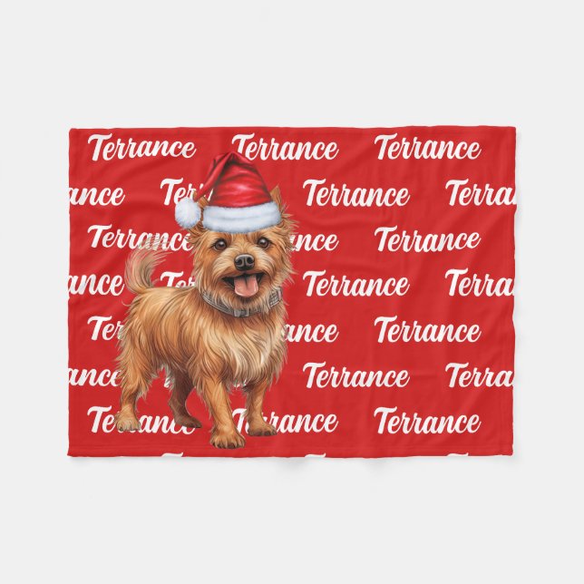 Australischer Terrier Dog Name Gemustert Weihnacht Fleecedecke (Vorderseite (Horizontal))
