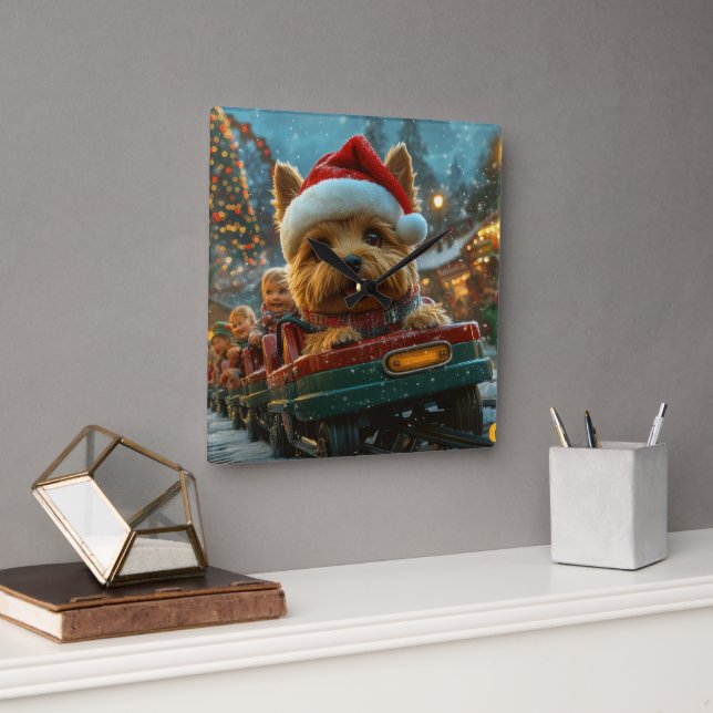 Australischer Terrier Dog Roller Untersetzer Weihn Quadratische Wanduhr (Büro)
