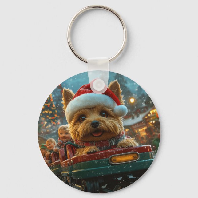 Australischer Terrier Dog Roller Untersetzer Weihn Schlüsselanhänger (Vorderseite)