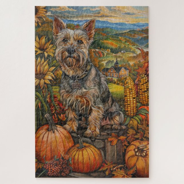 Australischer Terrier Herbsternte Erntedank (Vertikal)