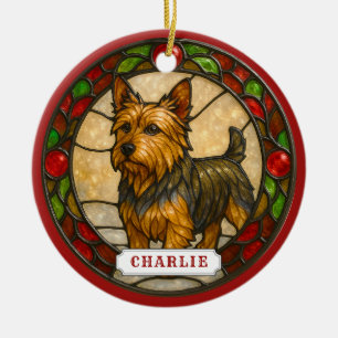 Australischer Terrier Hund Keramik Kreis Ornament