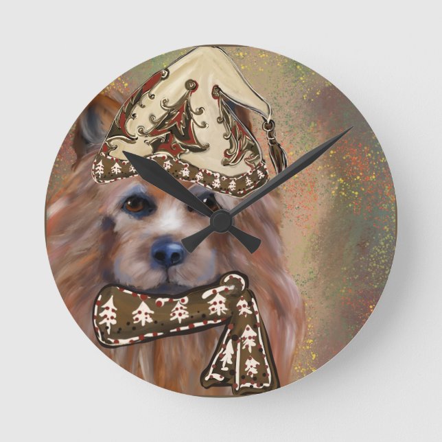 AUSTRALISCHER TERRIER RUNDE WANDUHR (Vorderseite)