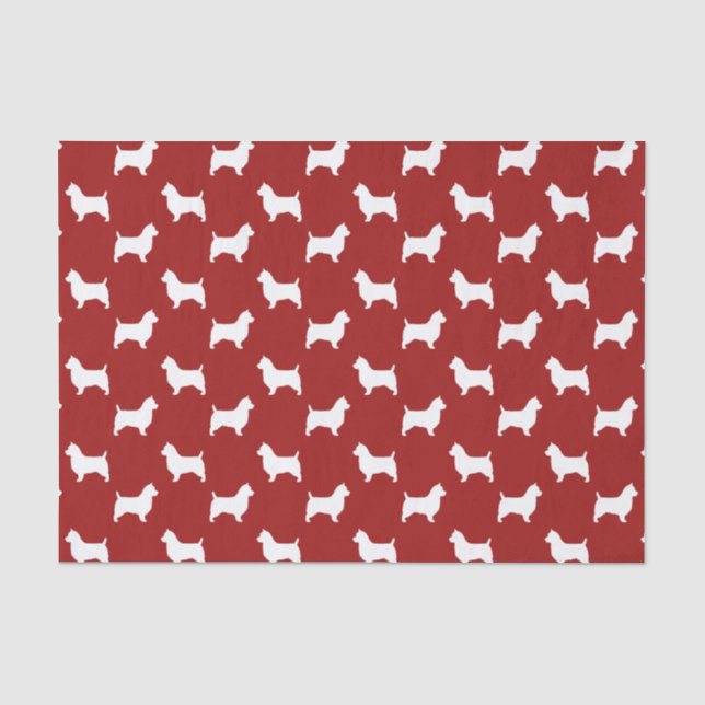 Australischer Terrier-Silhouette-Muster-Rot Seidenpapier (Vorderseite)