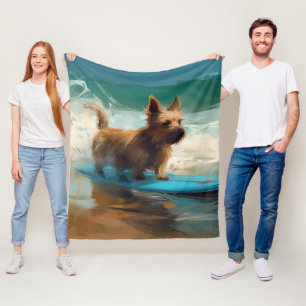 Australischer Terrier Strand Surfen Malerei Fleecedecke