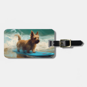 Australischer Terrier Strand Surfen Malerei Gepäckanhänger