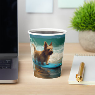 Australischer Terrier Strand Surfen Malerei Pappbecher