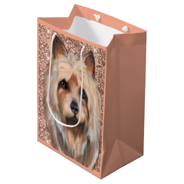 AUSTRALISCHER TERRIER T - Shirt Mittlere Geschenktüte (Vorderseite Schrägansicht)