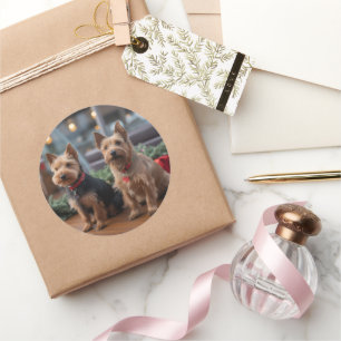 Australischer Terrier Weihnachtskreuzfahrt: Pawsom Runder Aufkleber