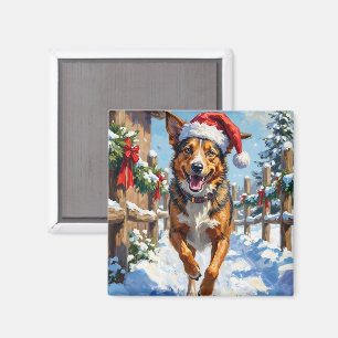 Australischer Tierzuchthund Red Heeler Weihnachten Magnet