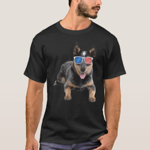Australischer Treibhund Amerikanische USA-Flagge T-Shirt
