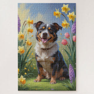 Australischer Treibhund Frühlingsblumen Malerei