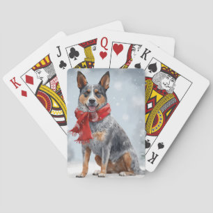 Australischer Treibhund im Schnee Weihnachten Spielkarten