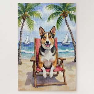 Australischer Türrüdenhund Strand Szene