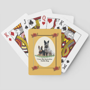 Australischer Vieh-Hund auf dem Herbst mit Blumen Spielkarten