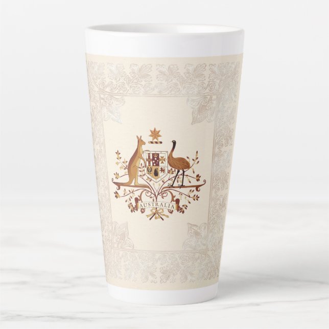 Australischer Wappen - Brauntint Milchtasse (Vorderseite)