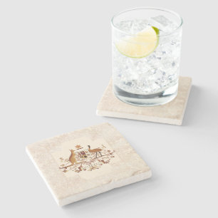 Australischer Wappen - Brauntint Steinuntersetzer