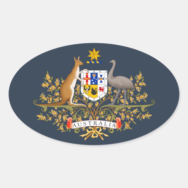 Australischer Wappen Ovaler Aufkleber (Vorderseite)