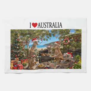 Australischer Weihnachts-Känguru-Koala-Strand-BBQ Geschirrtuch
