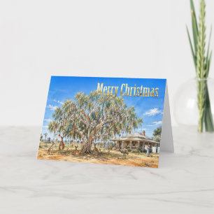 Australischer Weihnachts-Kängurus unter Gummibaum- Karte