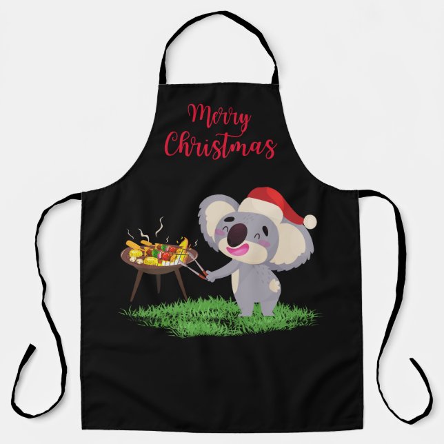 Australischer Weihnachts-Niedlich Koala genießt ei Schürze (Vorderseite)