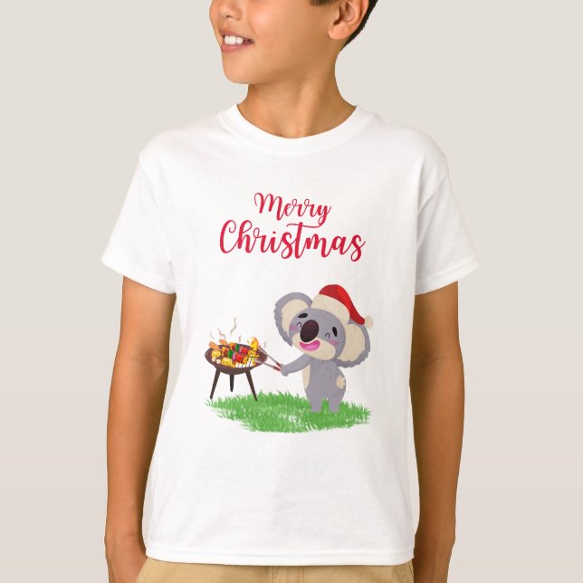 Australischer Weihnachts-Niedlich Koala genießt ei T-Shirt (Vorderseite)