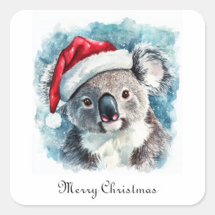 Australischer Weihnachtsgruß, Koala-Bär individuel Quadratischer Aufkleber
