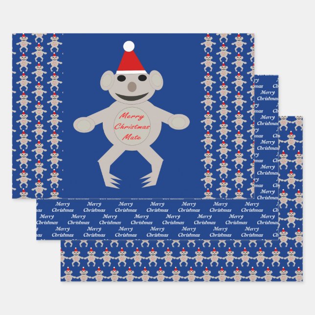 Australischer Weihnachtskoala Bear Custom Geschenkpapier Set (Set)