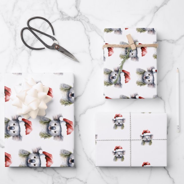 Australischer Weihnachtskoala Geschenkpapier Set (Vorderseite)