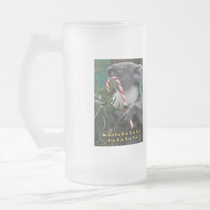 Australischer Weihnachtskoala mit Candy Cane Mattglas Bierglas