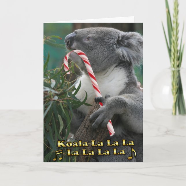 Australischer Weihnachtskoala mit Zuckerstange Feiertagskarte (Vorderseite)