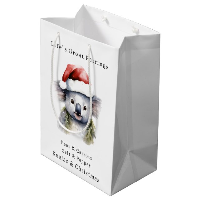 Australischer Weihnachtskoala Mittlere Geschenktüte (Rückseite Schrägansicht)