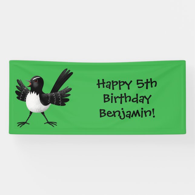 Australischer Willie Wagtail Cartoon Banner (Horizontal)