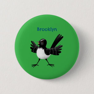 Australischer Willie Wagtail Cartoon Button