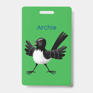 Australischer Willie Wagtail Cartoon personalisier Ausweis
