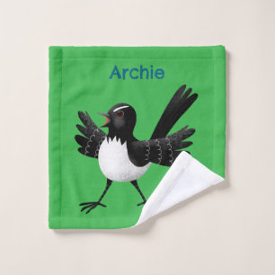 Australischer Willie Wagtail Cartoon personalisier Badhandtuch Set