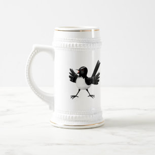 Australischer Willie Wagtail Cartoon personalisier Bierglas