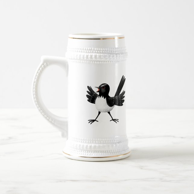 Australischer Willie Wagtail Cartoon personalisier Bierglas (Links)