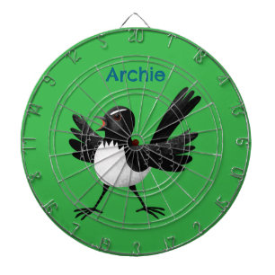 Australischer Willie Wagtail Cartoon personalisier Dartscheibe