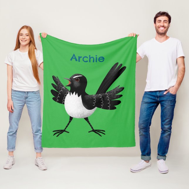Australischer Willie Wagtail Cartoon personalisier Fleecedecke (Beispiel)