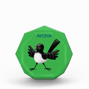 Australischer Willie Wagtail Cartoon personalisier Fotoblock