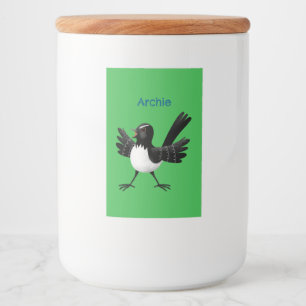 Australischer Willie Wagtail Cartoon personalisier Lebensmitteletikett