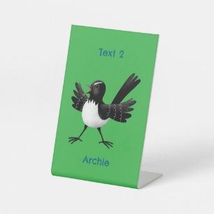 Australischer Willie Wagtail Cartoon personalisier Sockelschild