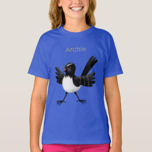 Australischer Willie Wagtail Cartoon personalisier T-Shirt