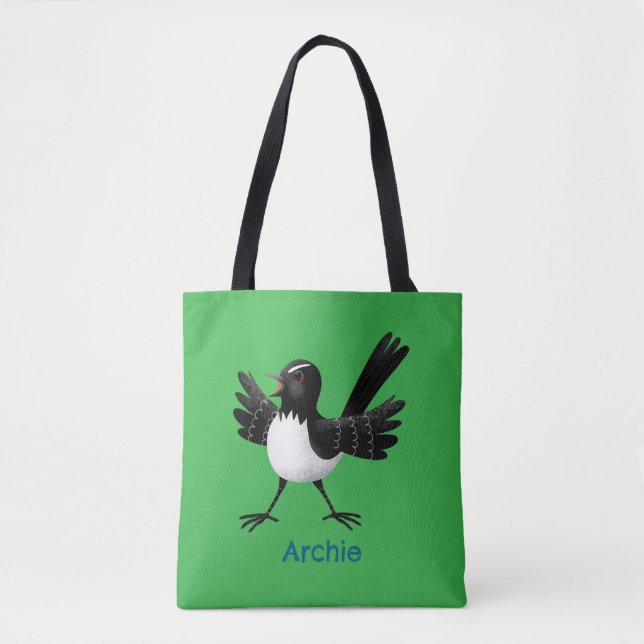 Australischer Willie Wagtail Cartoon personalisier Tasche (Vorderseite)