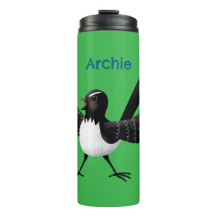 Australischer Willie Wagtail Cartoon personalisier Thermosbecher