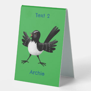 Australischer Willie Wagtail Cartoon personalisier Tischaufsteller
