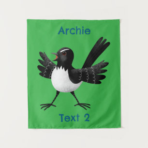 Australischer Willie Wagtail Cartoon personalisier Wandteppich
