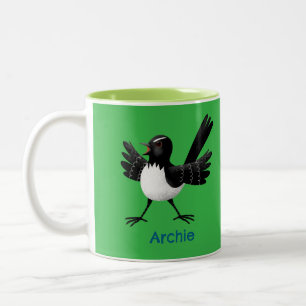 Australischer Willie Wagtail Cartoon personalisier Zweifarbige Tasse